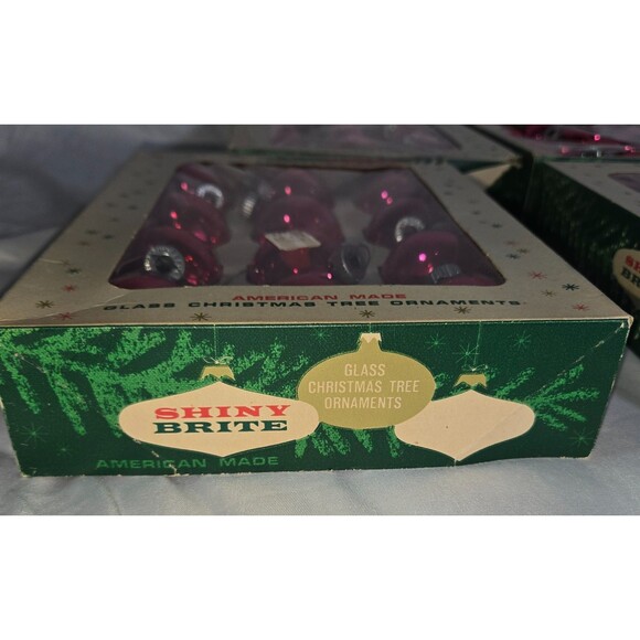 Shiny Brite Mercury Glass 72 Ornaments Pink Fuchsia Pastel Original Box 1960s - Picture 2 of 16